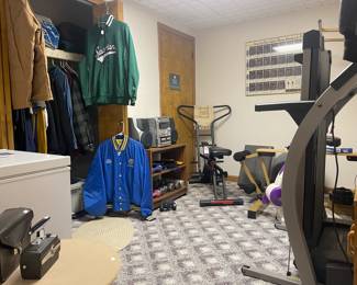 NordicFlex Gold Home Gym, Aiwa Stereo System, Various Weights, Haier Chest Freezer, Weslo Cardio Glide 