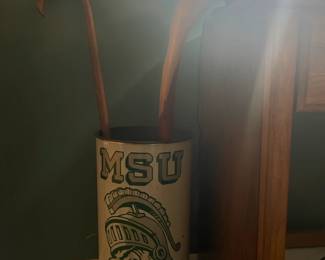 Michigan State Trash Can, Wood Walking Sticks 
