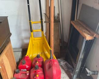 Gas cans, shovels