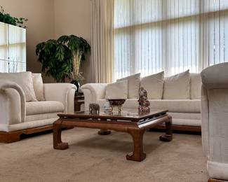 Chinoiserie chow leg ming style (Sofa, Oversized chair and Loveseat) by Schnadig International Furniture (now Caracole)