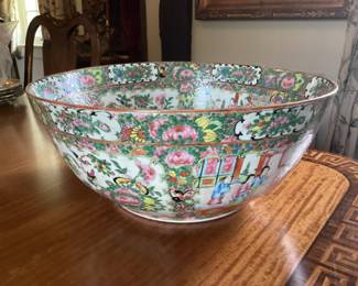 15.5” wide rose medallion punch bowl…no damage