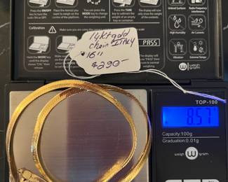 #B - 14kt gold chain Italy 16" $290 - 