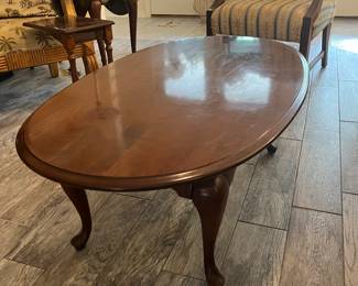 $90 Chippendale style coffee table oval 48W 27 D 17H