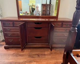 $350 American Drew Dresser with mirror,  9 drawers 73 L 19D 33T mirror 50W 39T