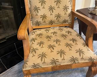 $90 Tommy Bahama tropical print upholstery with wood frame 29W 30D 40T