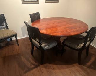 #1 - $300 Thomasville Round Table 60"Wx30 & $300 set of 4 chairs black 