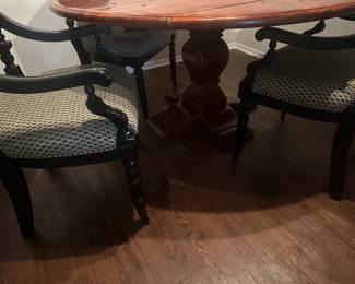 #1 - $300 Thomasville Round Table 60"Wx30 & $300 set of 4 chairs black 