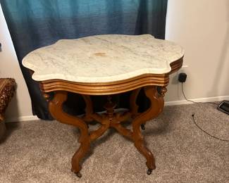 #10 - $175 -Scalloped edge antique marble top 36Wx30Hx22D