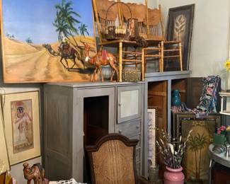 Cabinets, Chairs, Camel Oil Painting