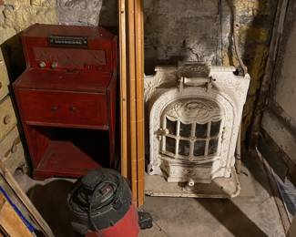 Antique Radio & Iron Stove