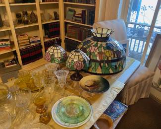 Depression Glass & Leaded Lamps