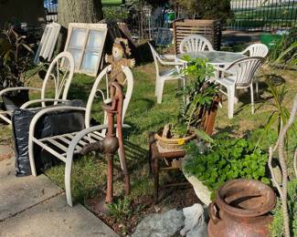 Table & Chairs, Milk Can & Pump