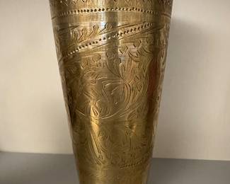 Vintage brass Indian glass , 1940's 