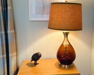Vintage amber glass lamp , Isabel Bloom owl 