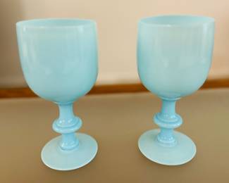 Blue opaline goblets 