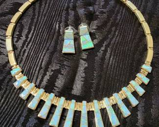 Gorgeous Calvin Begay Opal necklace and earrings