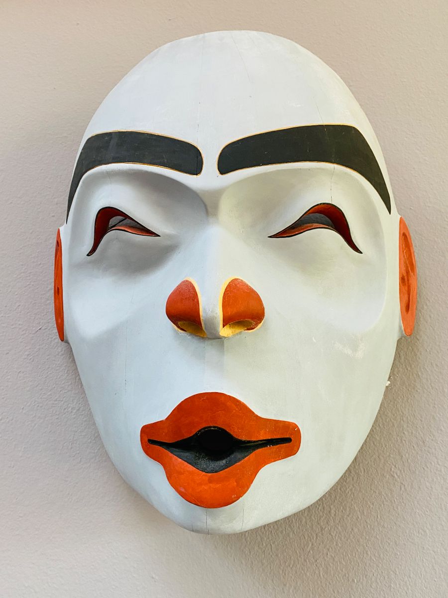 Large Japanese wooden carved mask. There Is a nice collection of masks