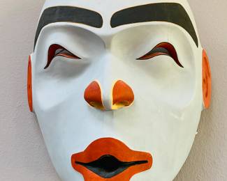Large Japanese wooden carved mask. There Is a nice collection of  masks