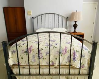 Solid, steel, queen size bed frame and deluxe Stearns and Foster Rose Petal plush top, Incredibly comfortable guest room mattress and boxspring