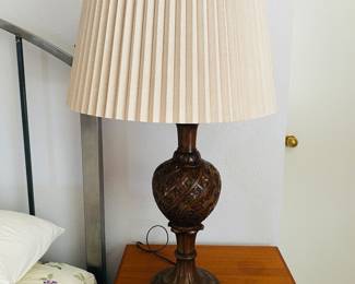 Large carved wood lamp