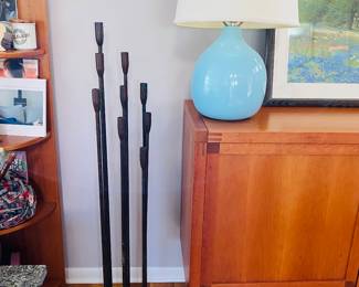 Copper and metal, large and heavy, Modern candelabra