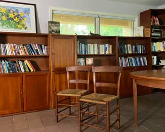 Pair ladderback string chairs