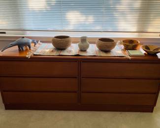 Solid teak, wood low chest of drawers By Torring Denmark