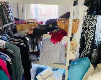 A lovely collection of vintage scarves. Beautiful goose down comforters, duvet covers and more ladies clothing 