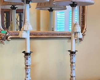 Concord Simone lamps (floral bronze and porcelain with tassels )