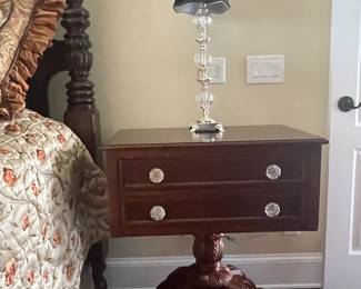 Martha Stewart by Bernhardt side table, heavy silver and crystal lamp