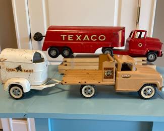 Buddy L Texaco Tanker Truck, Vintage Tonka Farm Truck w/Trailer.