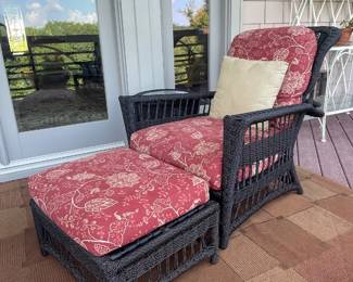 Patio chair and ottoman with cushions