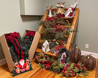 Christmas angels, holiday swags, twig pumpkins, hand painted Christmas signs...