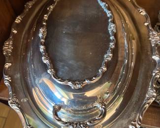 Vintage Wallace Royal Rose 9801 8 1/2" x 12" Silver Plated Serving Dish