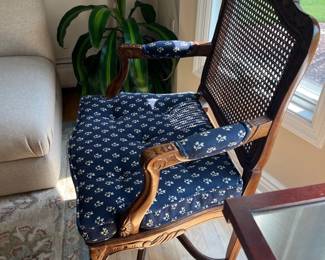 French Provencial Cane Back Accent Armchair