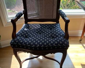 French Provencial Cane Back Accent Armchair
