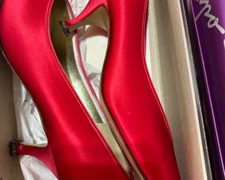 Red Satin Pumps
