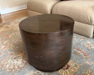 Glossy Wood Round Side Table