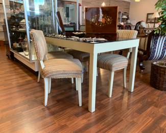 Parsons Dining Table w Glass Top