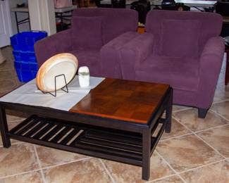 Plush matching chairs(x2) and modern coffee table