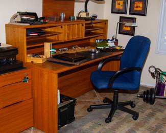 Wooden office desk and office chair