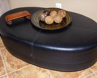 Leather ottoman and décor 