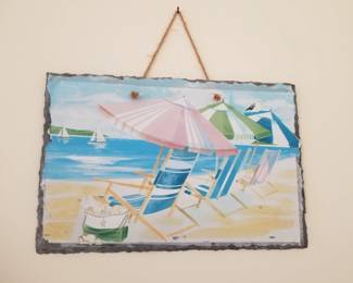 Painted slate beach plaque