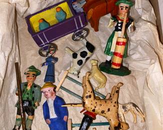 Antique German wooden holiday figures 