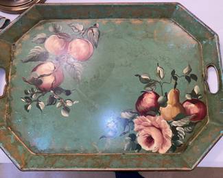 Hand painted metal serving tray