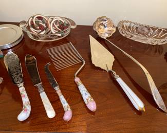 Fancy serving pieces and cake servers 