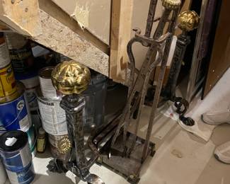 . . . fireplace andirons and fireplace set