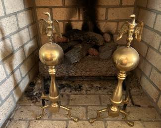 Brass eagle andirons