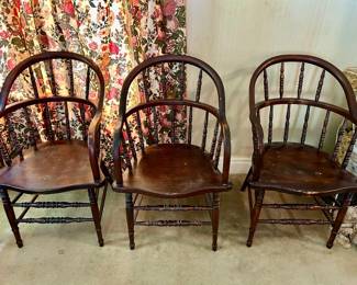 Set of 3 antique captain’s chairs