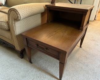 Pair of step back end tables 